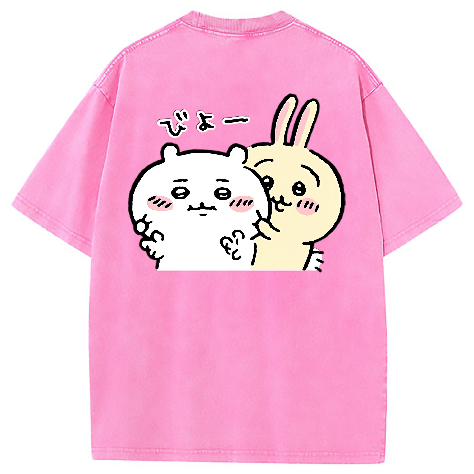 （画像用） ちいかわ うさぎ Chii-kawa usagi 綿100% ヴィンテージ風 半袖Tシャツ（背面プリント）